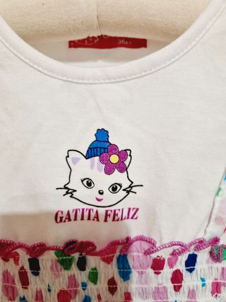 Vestido niña T3A GATITA FELIZ nuevo a estrenar
