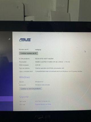 Portátil Asus Plata y Negro