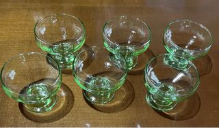 Coppette in vetro verde, per gelato, macedonia.