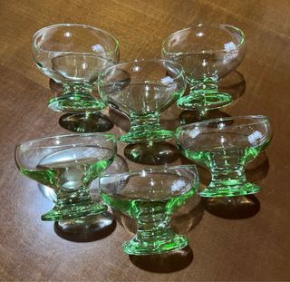 Coppette in vetro verde, per gelato, macedonia.