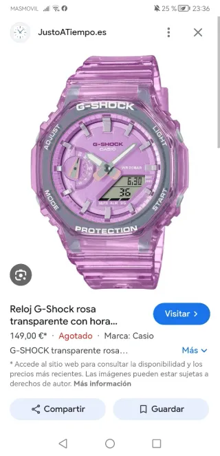 Reloj Casio G-Shock morado y rosa