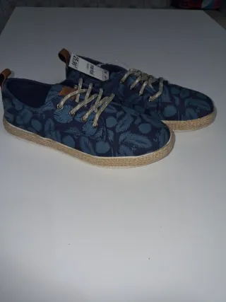 Zapatillas T34 Azul Estampado Hojas