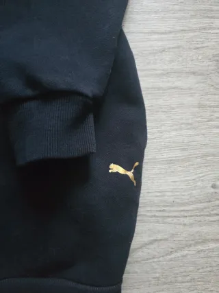 Sudadera Puma Negra con Logo Dorado