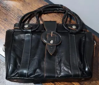 Borsetta pelle nera effetto stropicciato