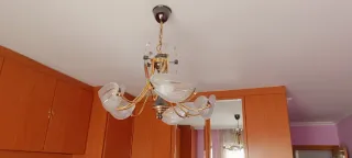 Lámpara 5 brazos grafito y dorado