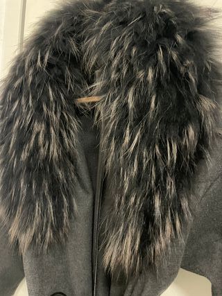 Abrigo Fracomina Gris con Cuello Pelo