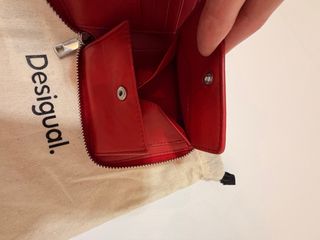 Billetero Desigual piel rojo pequeño