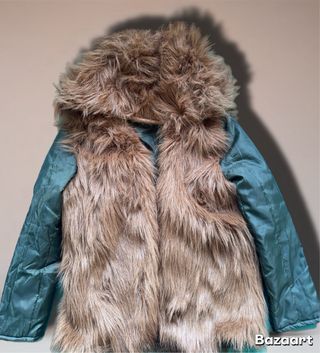 Giubbotto pelliccia marrone e verde oliva