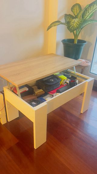 Mesa de centro madera y blanco