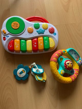 Lote Juguetes Bebé Piano, Volante y Sonajero