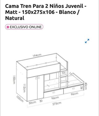Cama Tren Infantil 2 Niños
