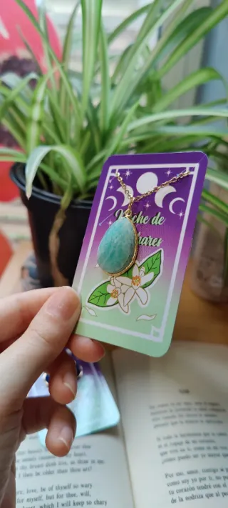 Collar Amazonita Dorado Lágrima Facetada