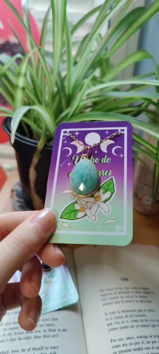 Collar Amazonita Dorado Lágrima Facetada