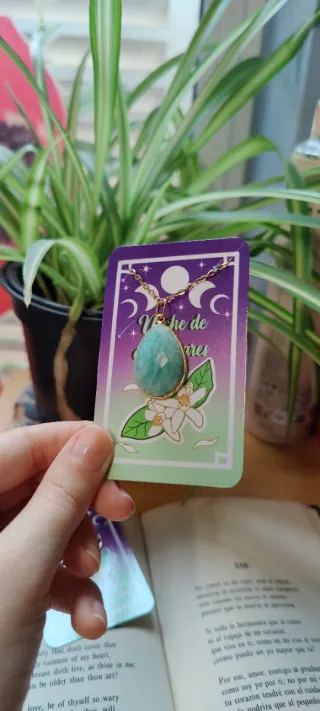 Collar Amazonita Dorado Lágrima Facetada