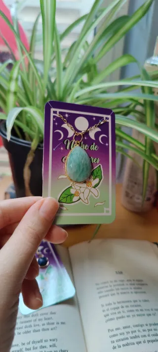 Collar Amazonita Dorado Lágrima Facetada