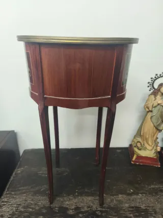 Mesita Noche Antigua Madera y Metal