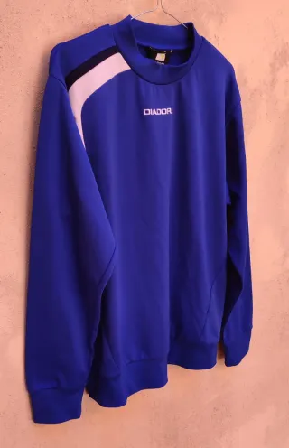 Felpa Diadora Blu con Dettagli Bianchi