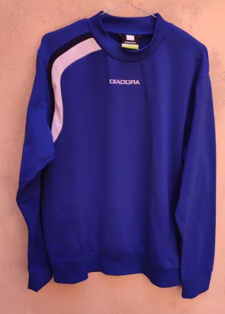 Felpa Diadora Blu con Dettagli Bianchi