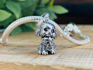 Charm Perro Yorkshire Sentado - Plata