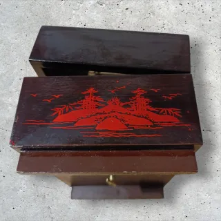 Antigua Caja Joyero Musical Lacado Bailarina