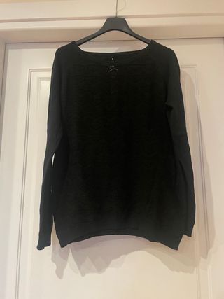 Maglione nero cotone traforato fiocchi