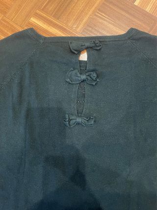 Maglione nero cotone traforato fiocchi