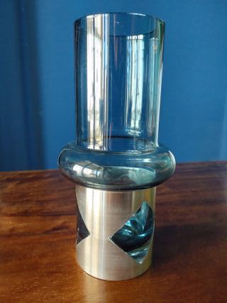 Vaso Vetro Azzurro Fascia Arg. 800 Claude Cuny