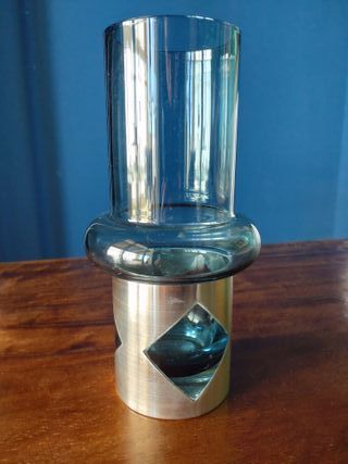 Vaso Vetro Azzurro Fascia Arg. 800 Claude Cuny