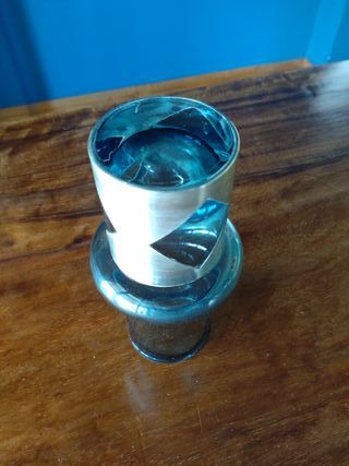 Vaso Vetro Azzurro Fascia Arg. 800 Claude Cuny