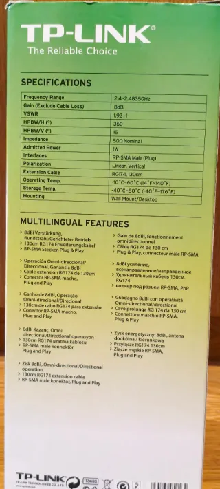 Antena TP-Link 2.4GHz 8dBi Interior