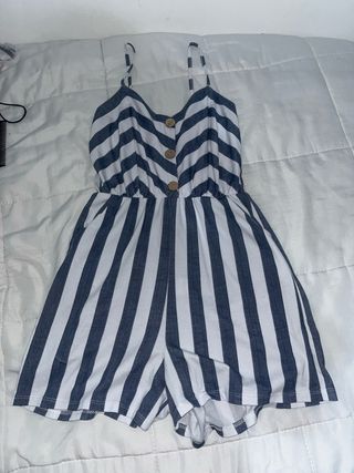 Enterizo Rayas Azul y Blanco