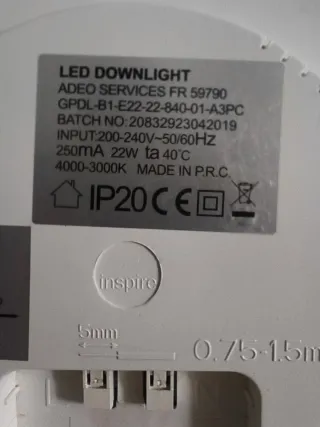2 Paneles LED Inspire 22.5x22.5cm IP44