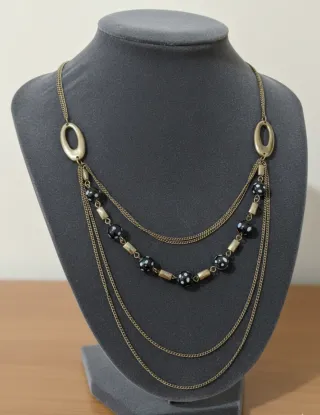 Collar Multi-cadena Boho Vintage Dorado y Negro