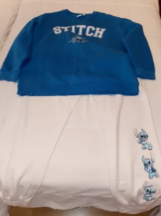 Conjunto Chándal Mujer Stitch Azul y Blanco