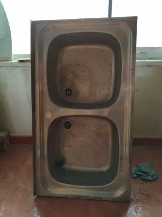 Pila de acero inoxidable con 2 senos