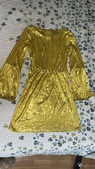 Disfraz niña retro 70s dorado talla 7/9 años