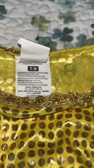 Disfraz niña retro 70s dorado talla 7/9 años