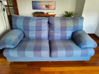 Sofá de 2 plazas tela en dos tonos azules