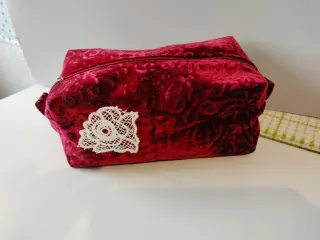 Duo Neceser Cosmetiquera Terciopelo Rojo