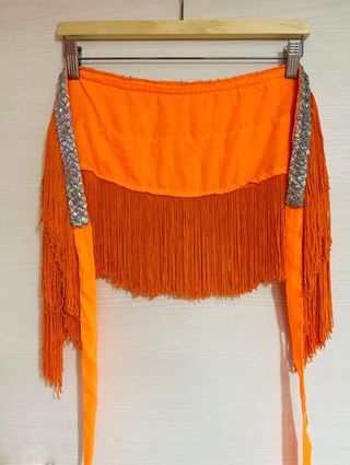Gonnellino danza arancione frange paillettes