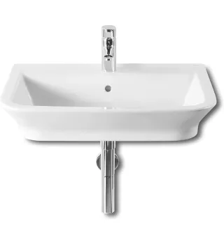 Lavabo, grifo y espejo con luz.