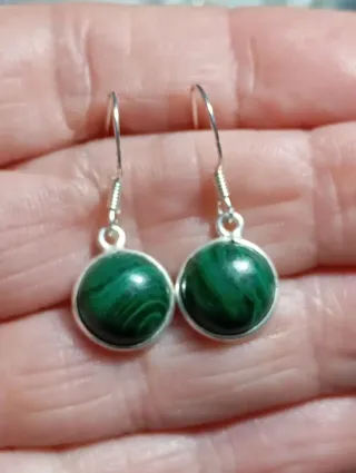 Pendientes Plata Ley Malaquita