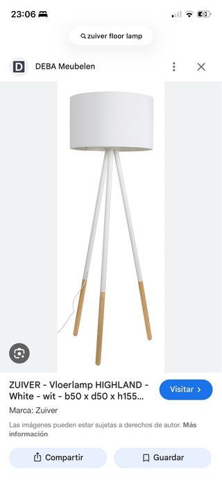 Lámpara de pie Zuiver Trípode Madera Blanca