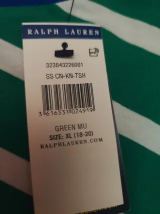 Camiseta Polo Ralph Lauren Rayas Verde XL 18-20