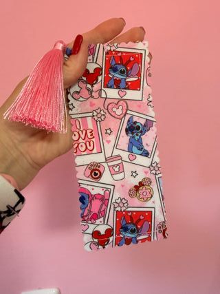 Marcapáginas Tela Stitch Rosa