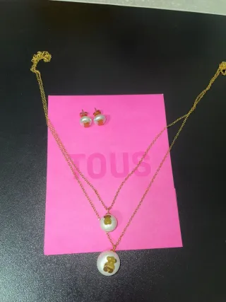 Conjunto Tous Collar y Pendientes Perla Oso