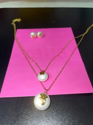 Conjunto Tous Collar y Pendientes Perla Oso