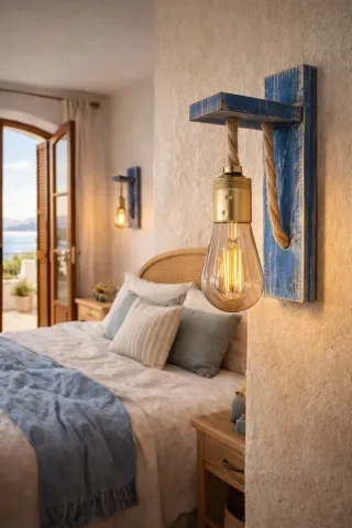 Lámpara rústica madera reciclada