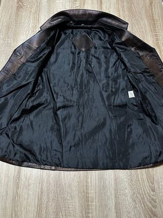 Abrigo Piel Vintage Auténtica Marrón Negro