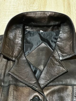 Abrigo Piel Vintage Auténtica Marrón Negro
